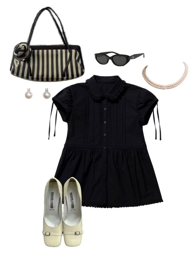 Euro summer café look — mini dress, morning light, black coffee