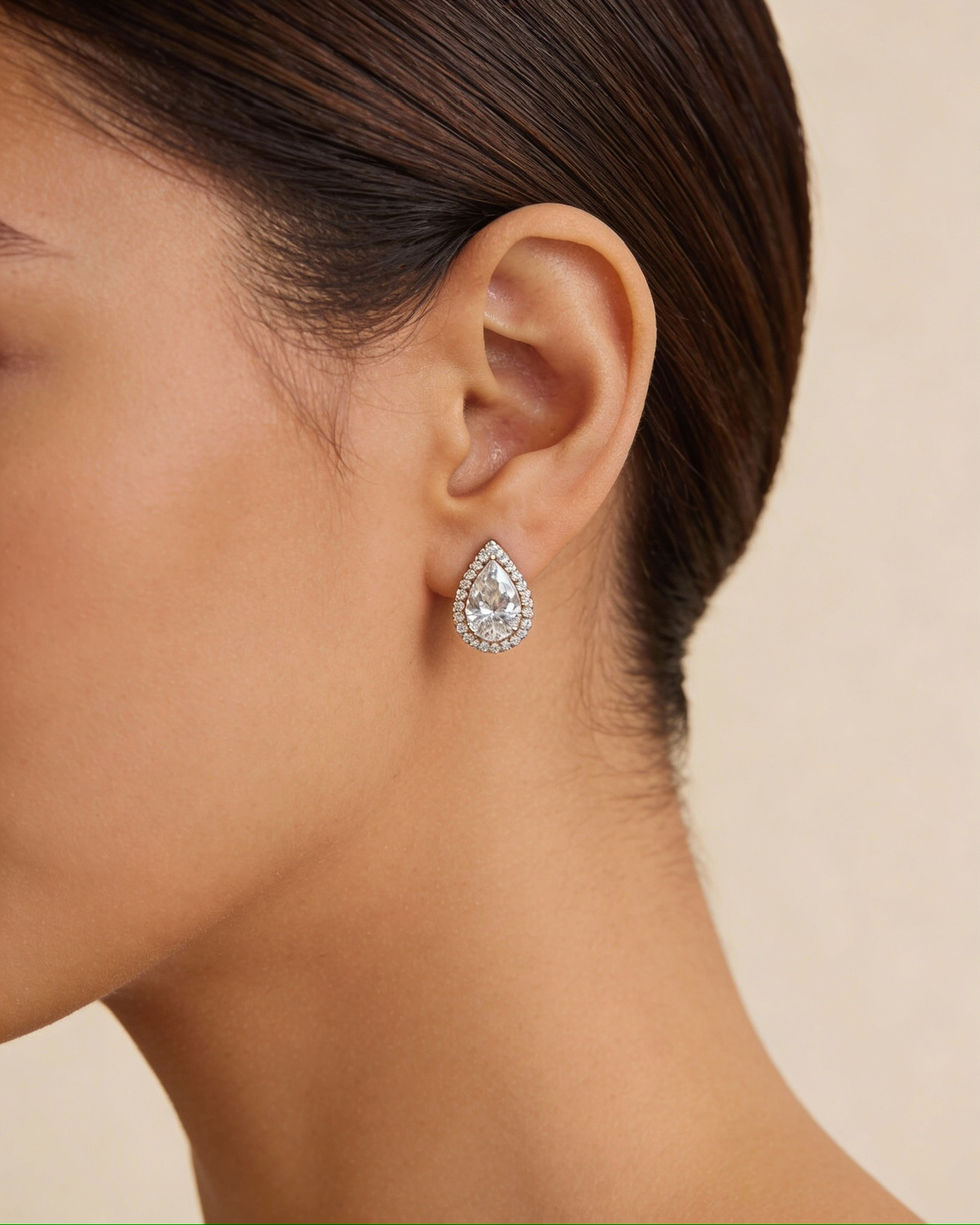 The Marie 3ct Halo Pear Studs