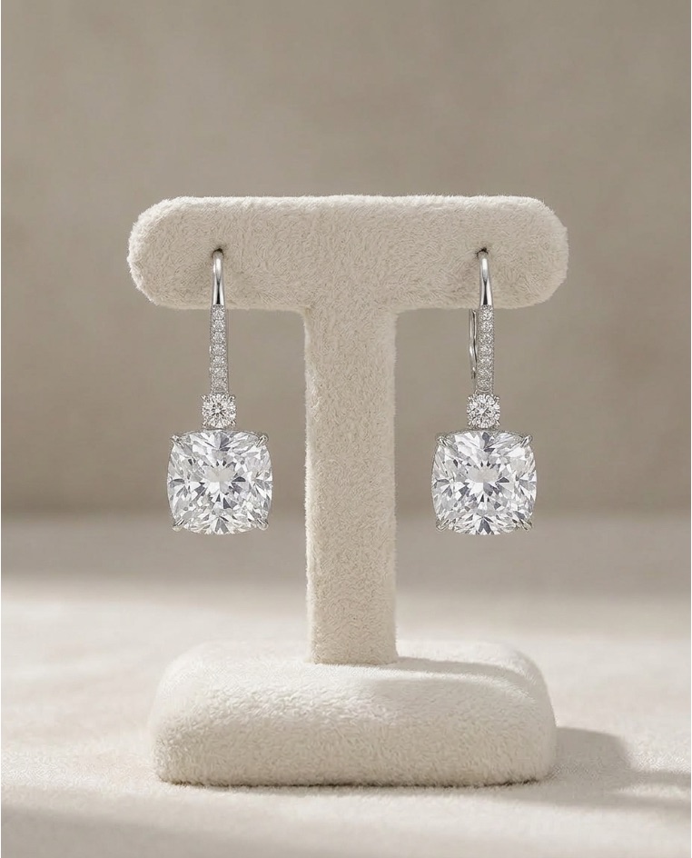 The Shelby 6.51ct Cushion Drop Earrings